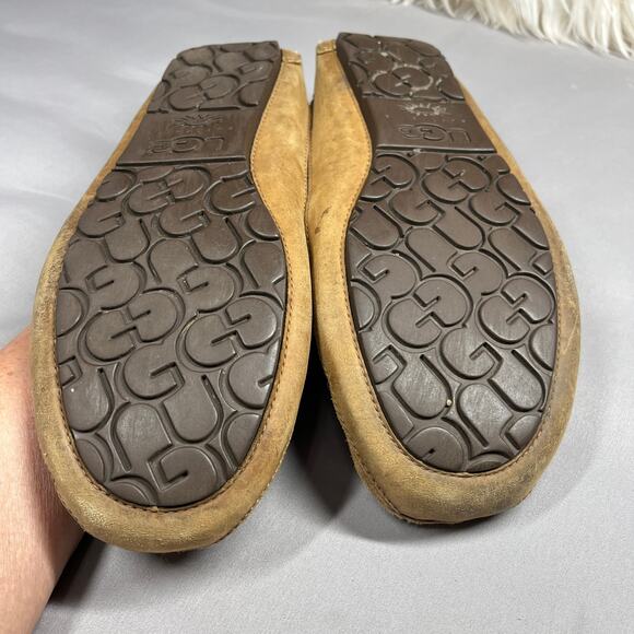UGG Australia Byron Moccasin Men's Size 10  Sheepskin Slippers 5102 Chestnut - Picture 12 of 14